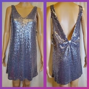 NWT Stunning Open Back Silver Sequin Dress Medium